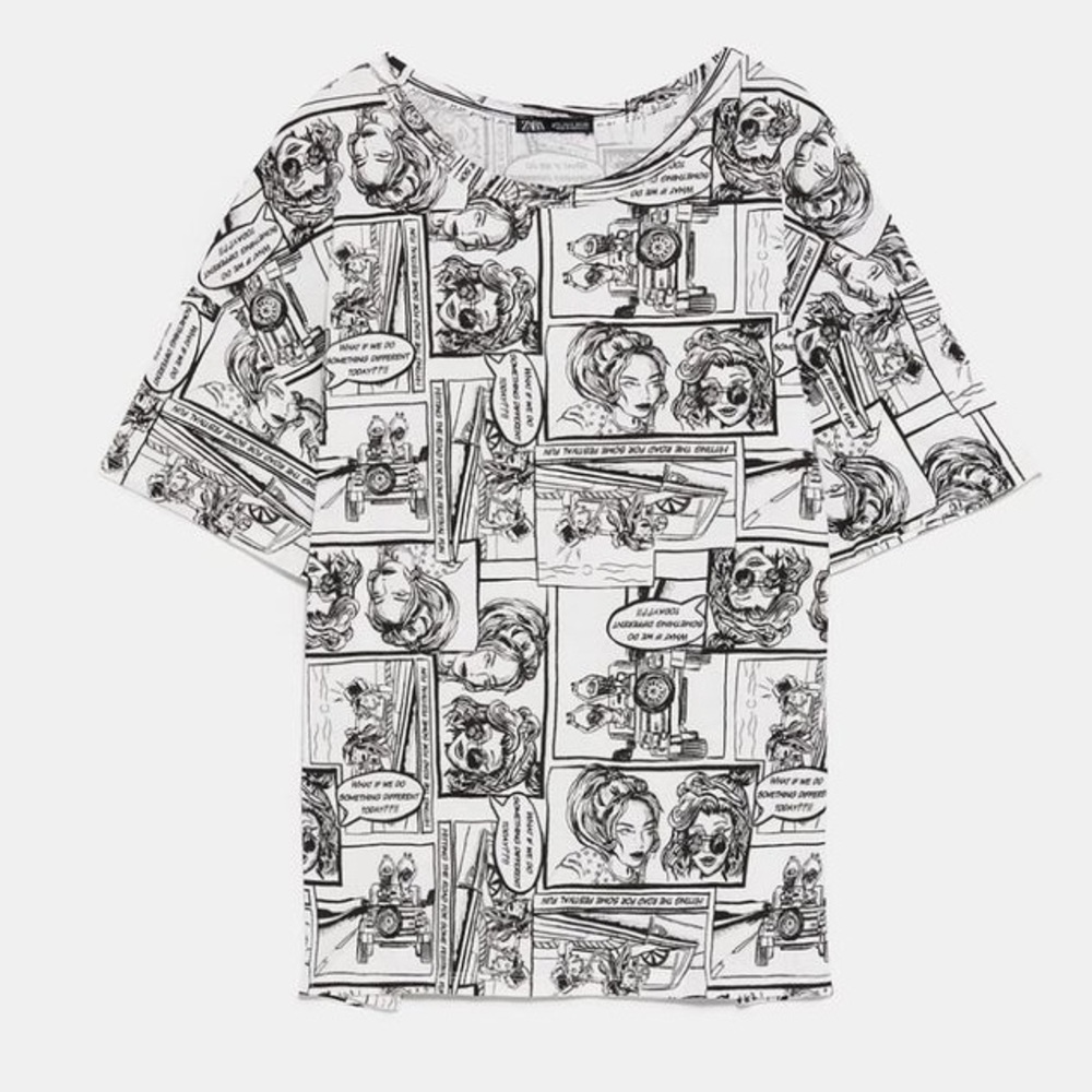 Zara comic cropped t shirt